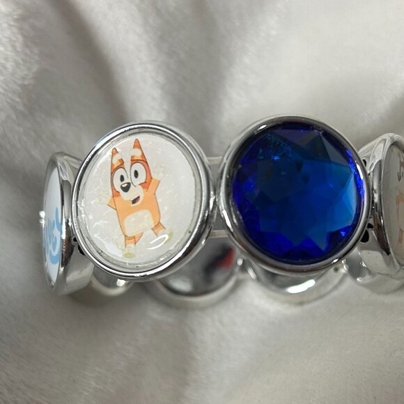 Handmade Kids Favorite Animated Blue Dog Inspired Bracelet Rhinestones and Image - Picture 4 of 4
